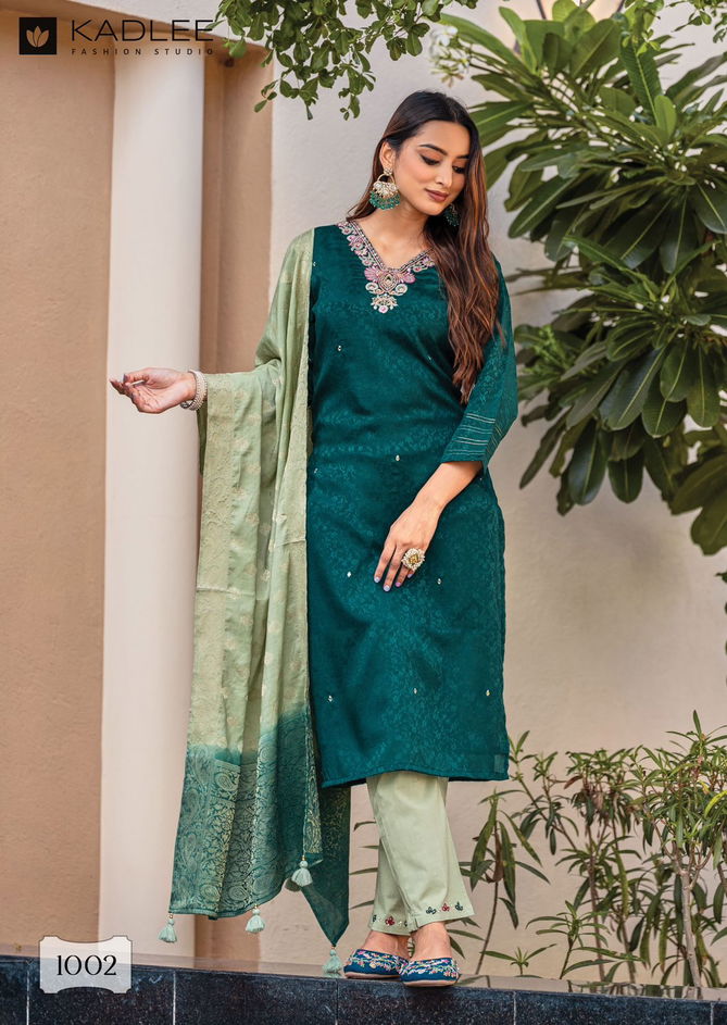 Jasmin By Kadlee Chinon Handwork Designer Kurti With Bottom Dupatta Surat Wholesale Market